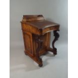 A Victorian Walnut Piano Davenport with Side Panelled Door to Four Drawers.