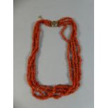 A Four String Georgian Red Coral Necklace.