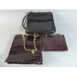 A Collection of Three Vintage Crocodile Skin Handbags.