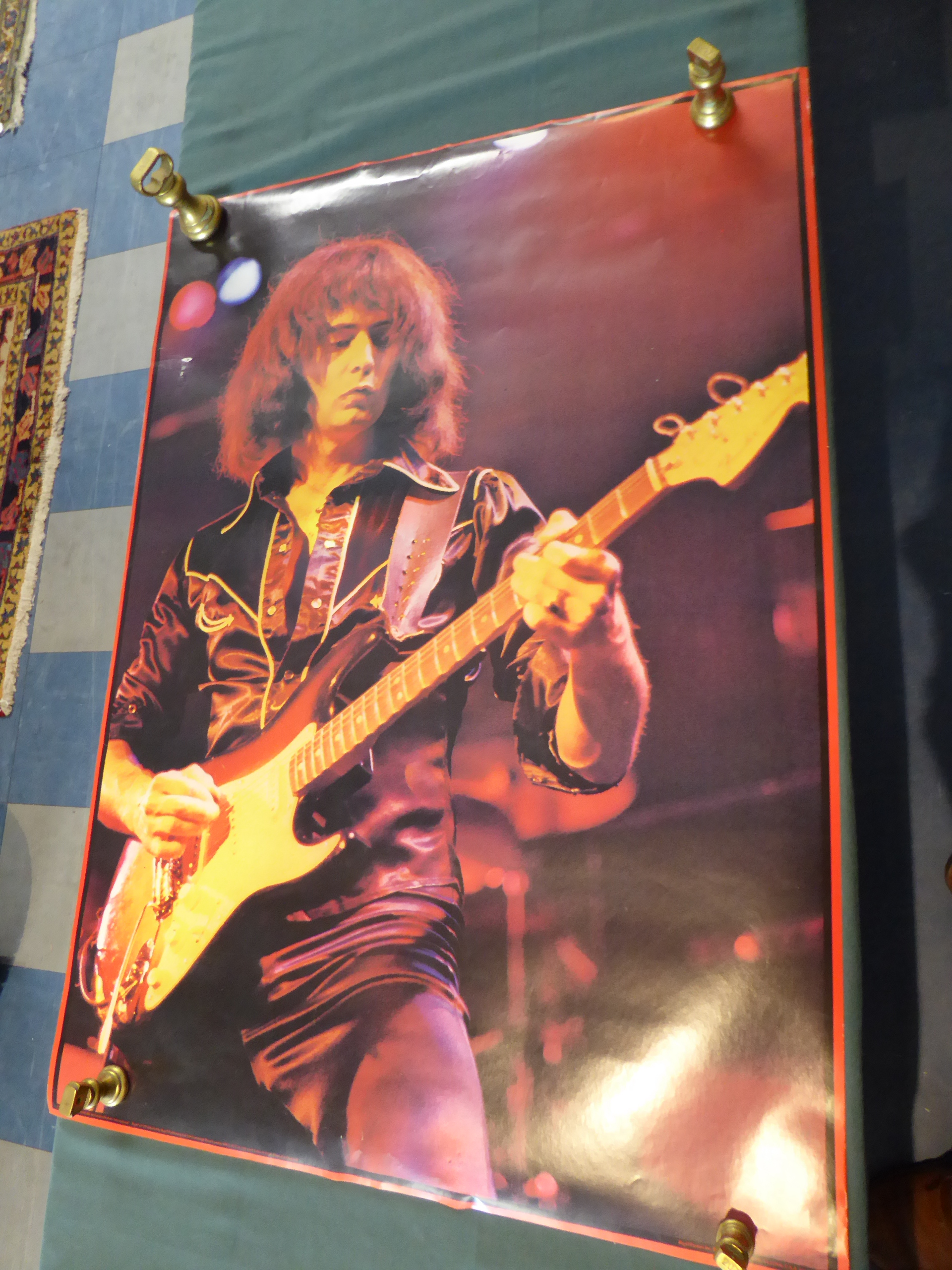 A Collection of Eight Vintage Rock Posters to Include The Beatles, Rush, Richie Blackmore, Saxon,