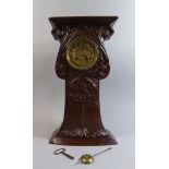 An Early 20th Century Scottish 'Spinningdale' Oak Mantel Clock with Carved Thistle Decoration and