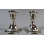 A Pair of Late 20th Century Silver Candlesticks. With Stepped Bases and Turned Supports.