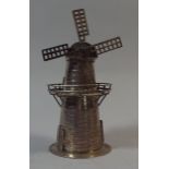 A Dutch Silver Model Of a Windmill with Working Sails, Opening Doors and Cylindrical Body.