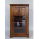 A Late Victorian/Edwardian Inlaid Walnut Music Cabinet with Panelled and Glazed Door,