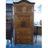 An Austrian Walnut Secretaire Abattante having Three Long Drawers to Base,