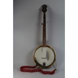 A Pretty Mid 20th Century Five String Resonator Banjo in Blonde Maple and Mahogany with Rosewood
