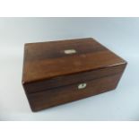 A Late 19th Century Rosewood Workbox with Mother of Pearl Escutcheon Inscribed M.J.Milton.