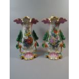 A Pair of Late 19th Century French Porcelain Vases Decorated with Naturalistically Modelled Vines,