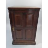 A Late 19th Century Inlaid Oak Cabinet with Panelled Door to Fitted Interior with Three Small Top