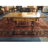 A 19th Century Drop Leaf Mahogany Sofa Table with Two Drawers,