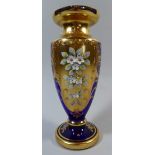 A Late Victorian/Edwardian Urn Shaped Blue Glass Vase.