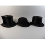 A Silk Top Hat by Joshua Turner, Size 6 3/4 Together with a Similar by City Cork Hat Company,