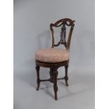 A Very Nice Quality Late 19th Century Swivel Harpists CHair with Revolving Circular Seat.