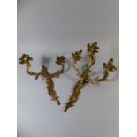 A Set of Four French Gilt Metal Wall Lights, Three Three Branch and One Two Branch.