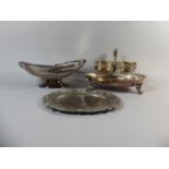 A Collection of Silver Plate to Include Oval Stand with Two Bowls,