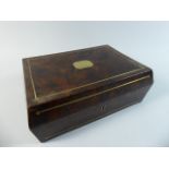 A Brass Inlaid Yew Wood Box with Fitted Interior.