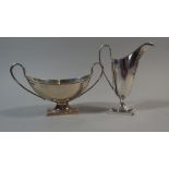 A Silver Oval Sugar Bowl and Matching Cream Jug on Plinth Bases. Sheffeild 1935.