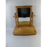 A Pine Swing Dressing Table Mirror with Hinged Lid to Jewel Box Base,