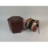 A Hexagonal Twenty Button Squeeze Box in Mahogany Case With Brass Carrying Handle