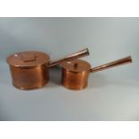 Two 19th Century Graduated Copper Sauce Pans with Lids