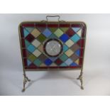 A Pretty Victorian Stained Glass and Brass Framed Screen,