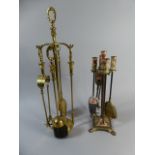 Two Brass Fire Companion Sets,