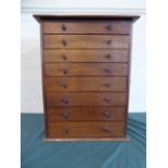 An Edwardian Eight Drawer Mahogany Collectors Chest with Turned Handles,