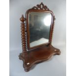 A Late Victorian Mahogany Dressing Table Mirror with Turned Bobbin Supports and Bun Feet,