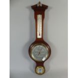 A Modern Mahogany Wheel Barometer with Temperature Scale