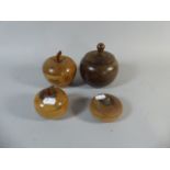 Four Treen Trinket Boxes Two in the Form of Apples