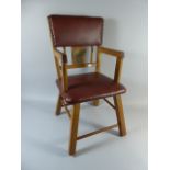 A Vintage Child's Armchair with Hide Seat and Back Rest,