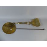 A 19th Century Brass Skimmer and Circular Example with Iron Handle