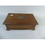 A Edwardian Mahogany Work Box with Removable Tray Monogrammed L.A.