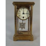 A French Four Glass Brass Cased Clock,