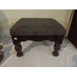 An Upholstered Square Stool with Tapestry Top,