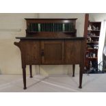 An Art Nouveau Oak Wash Stand with Slate Top and Tiled Gallery,