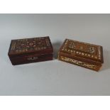Two Small Work Boxes One Inlaid and One with Painted Lid