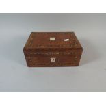 A Late 19th Century Inlaid Walnut Work Box with Mother of Pearl Escutcheons,