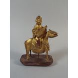 A 19th Century Chinese Carved and Gilded Figure of a Musician on Horseback.