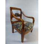An Early 20th Century Russian Karelian Birch Childs Armchair with Ebony and Boxwood Star Inlay.