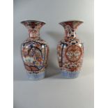 A Pair of Oriental Vases Decorated in Usual Imari Enamels.