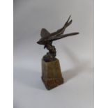 A Good 19th Century Bronze Study of a Flying Fish set on Green Stone Support.