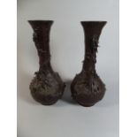 A Pair of Japanese Meiji Period Bronze Baluster Vases.