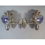 An Exceptional Pair of Early Chromed Automobile Oil Lamps by Auteroche with Original Mounting