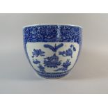 A Nicely Decorated Blue and White Oriental Planter or Fish Bowl with Panels Depicting Antiques,