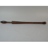 A Carved Wooden Turned Hand Stick, 45cm Long,