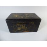 An Early 19th Century Regency Chinoiserie Lacquered Tea Caddy.