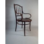 An Early 20th Century Bentwood Armchair with Spindle Back and Circular Seat