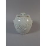 A Late 19th Century Chinese Blanc De Chine Ginger Jar Decorated in Relief with Cherry Blossom and
