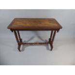 A Pretty Victorian Inlaid Walnut and Mahogany Table with Bobbin Supports and Stretcher 89x44x69cm